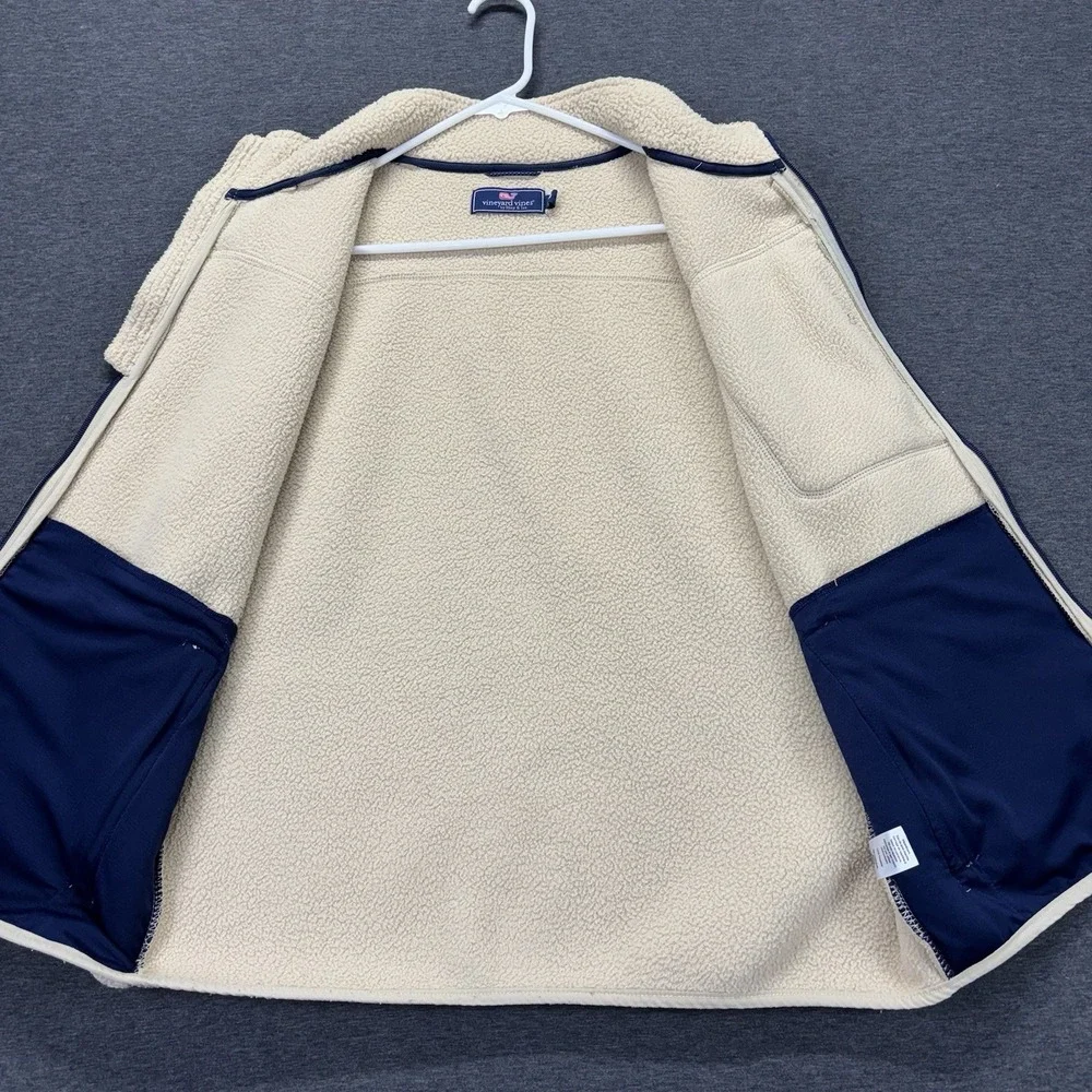 Vineyard Vines Sherpa Stillwater Vest Fleece Mens Medium Full-Zip Camel Gorpcore